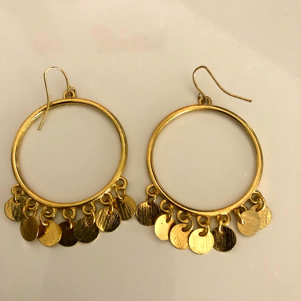 Decorative gold color hoop earrings